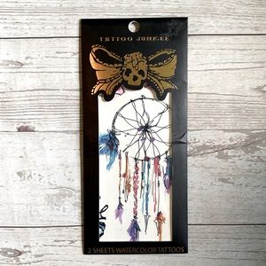 NEW Tattoo Junkee Temporary Watercolor Tattoos 2 Sheets Dreamcatcher Butterfly